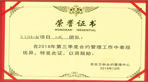 萬科-東方傳奇三期榮譽(yù)證書